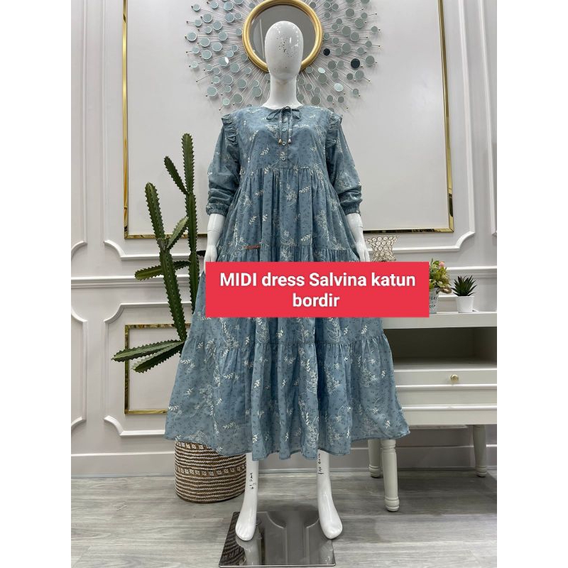 MIDI dress Salvina ys katun bordir renda
