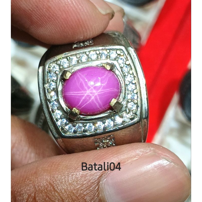 cincin batu ruby pink star elegan mantap