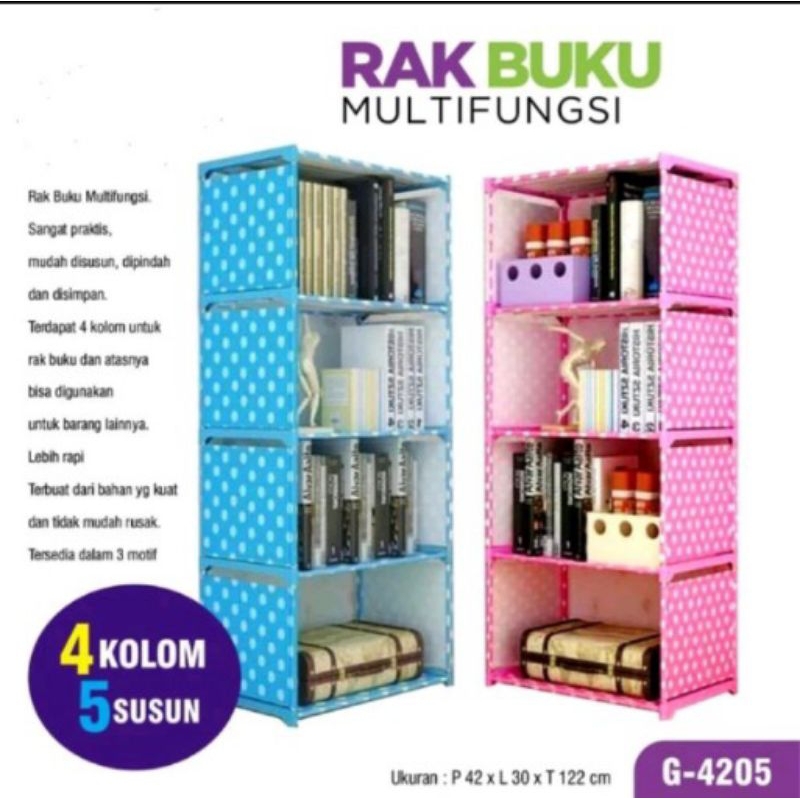Rak Buku 5 Susun Portable Multifungsi Pakai Penutup/ Rak Serbaguna 5 Susun/ Rak Portable