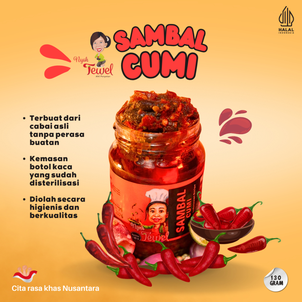 

NYAH TEWEL - Sambal Cumi 130 Gr Sambal Khas Nusantara Indonesia