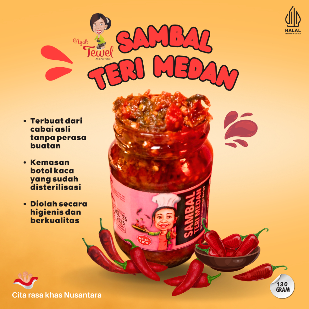 

NYAH TEWEL - Sambal Teri Medan 130 Gr Sambal Khas Nusantara Indonesia