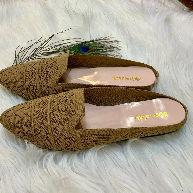 ALPIYAHO SHALLY / sandal rajut wanita / sandal plat rajut / sandal bahan rajut import