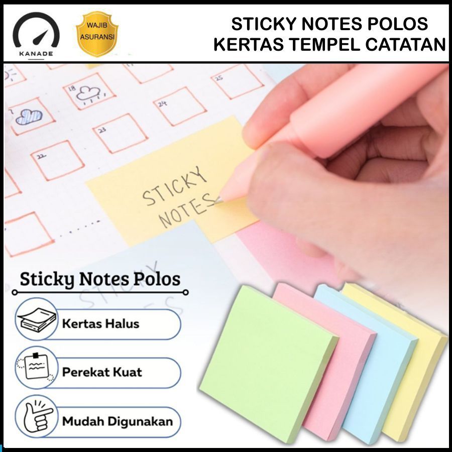 

Sticky Notes Polos 76x76MM 100lembar Kertas Catatan Kecil Mini Note Stick Paper Pembatas Halaman Pengingat Tugas Pekerjaan Job Reminder Memo Pesan Tempel Komputer Meja Kerja Telepon Halaman Buku Warna Macaron Pastel Soft Colour