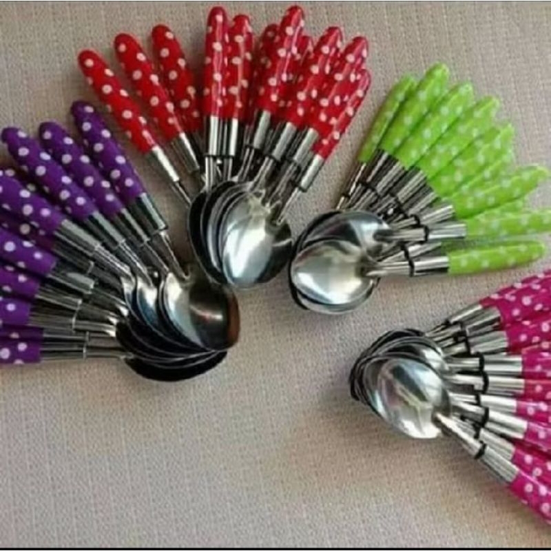SENDOK MAKAN POLKADOT, SENDOK MAKAN POLKADOT ISI 6PCS