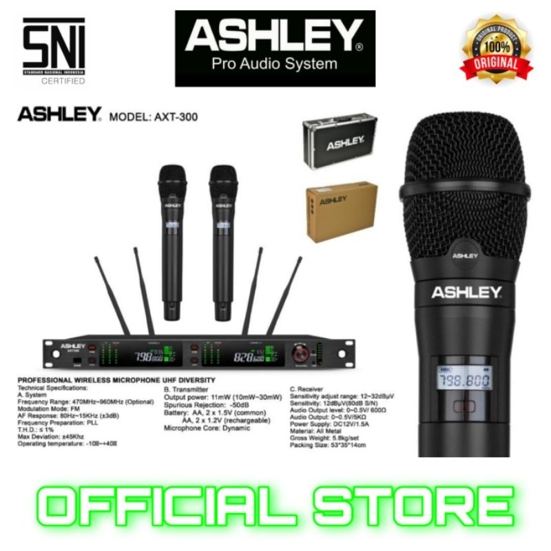 mic wireless original ashley axt 300 mikrofon vocal mic karaoke