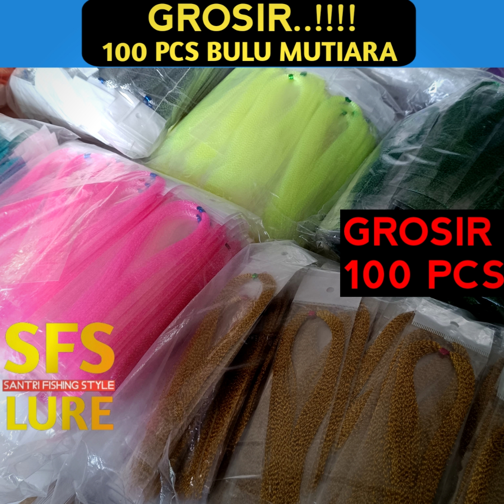 GROSIR 100 PCS Bulu mutiara pancing bulu mutiara assist hok jig bulu mutiara kilap bulu sutra bulu s
