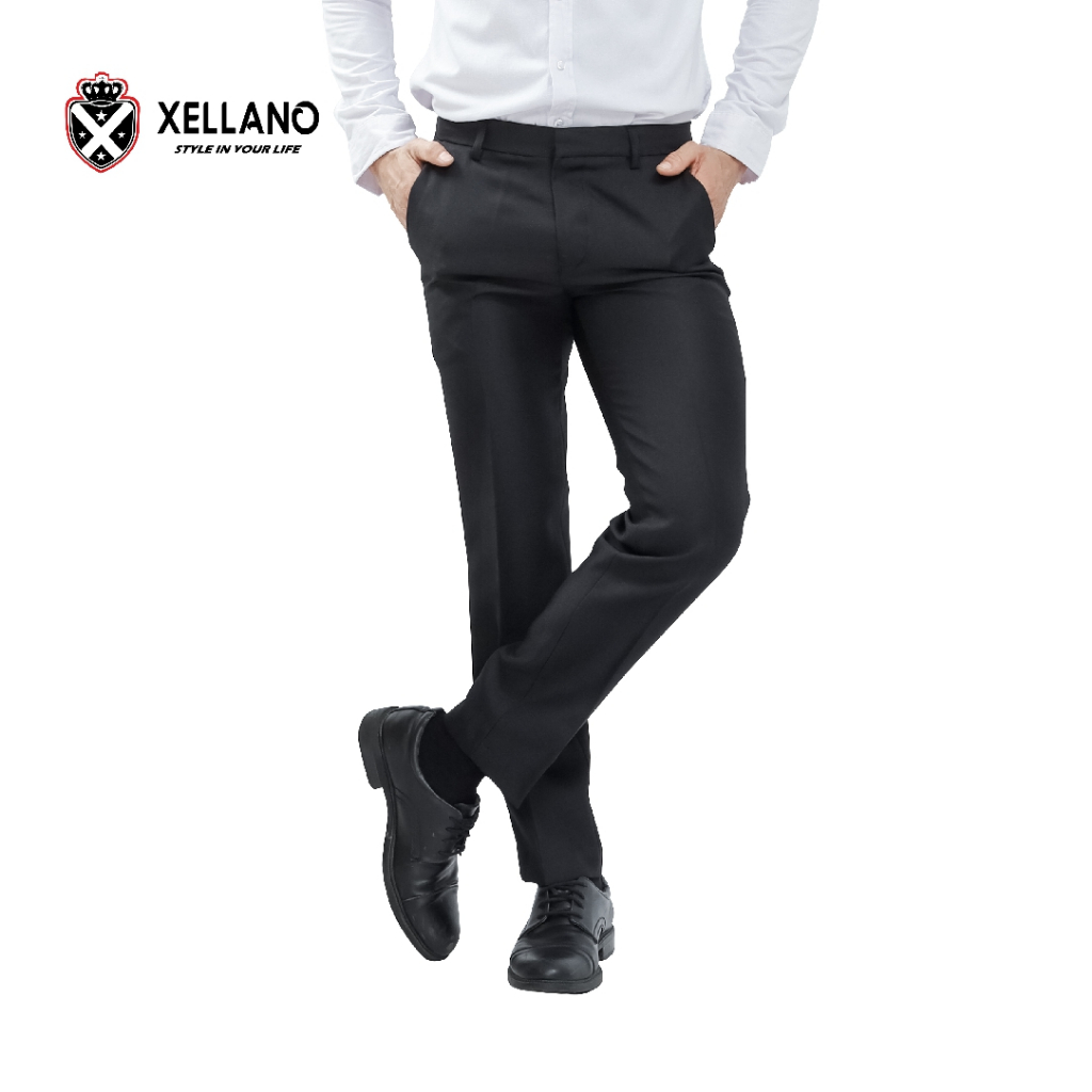 Xellano Celana Bahan Hitam Pria Formal Panjang Kerja Kantor Garren Dasar Kain Slimfit 27-38