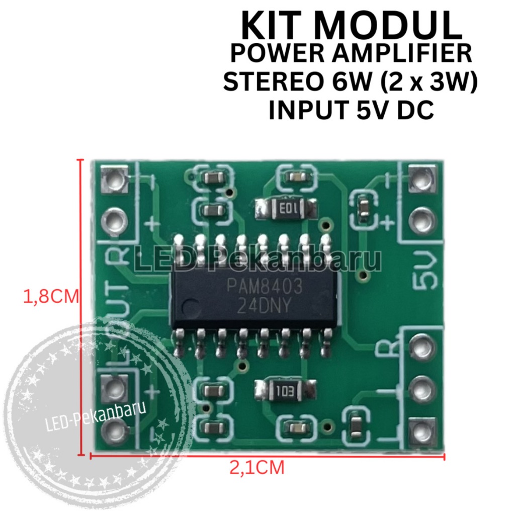 KIT AUDIO MODUL MINI AMPLIFIER 5V STEREO 6W POWER AMPLI 2 X 3W PAM8403