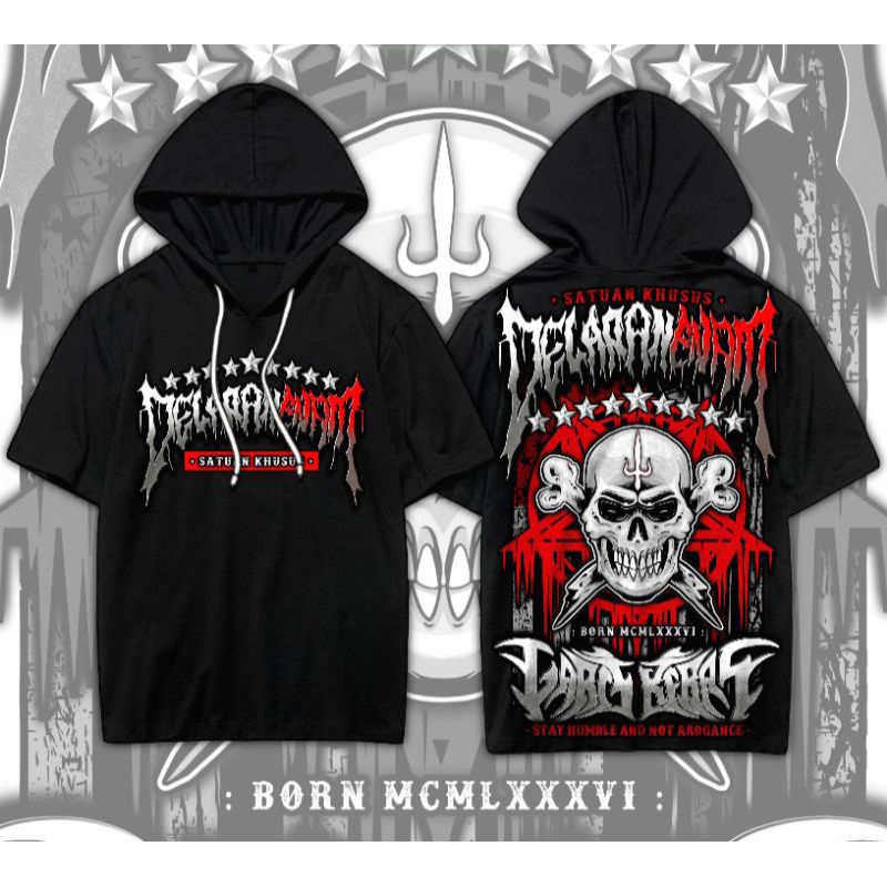 HOODIE / JAKET + TS-HOODIE PAGAR NUSA DELAPAN ENAM METAL TENGKORAK SABLON A2 FULL PUNGGUNG