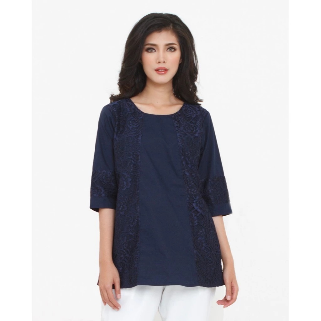 MATAHARI - 3H BLOUSE NAVY LACE HIJAB FRIENDLY SALE ORIGINAL STORE