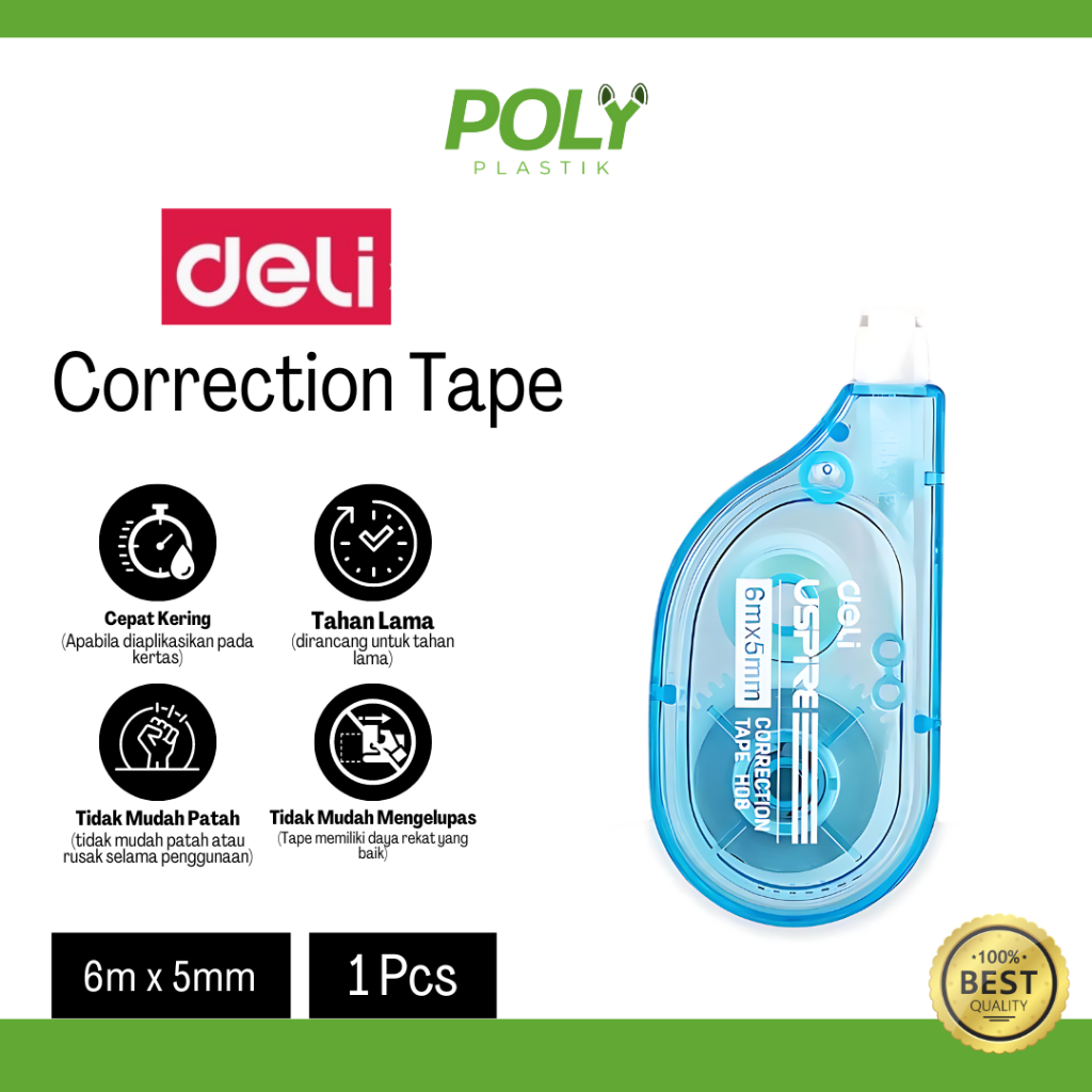 

Deli Correction Tape / Tip X Kertas 5mm*6m Desain Ergonomis Praktis EH08-BX