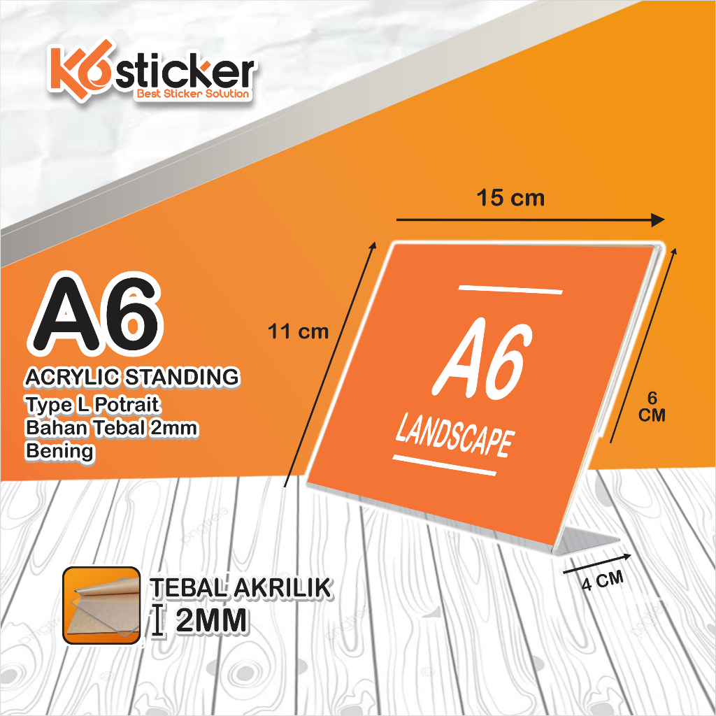 

ACRYLIC A6 TYPE L LANDSCAPE / AKRILIK A6 L LANDSCAPE