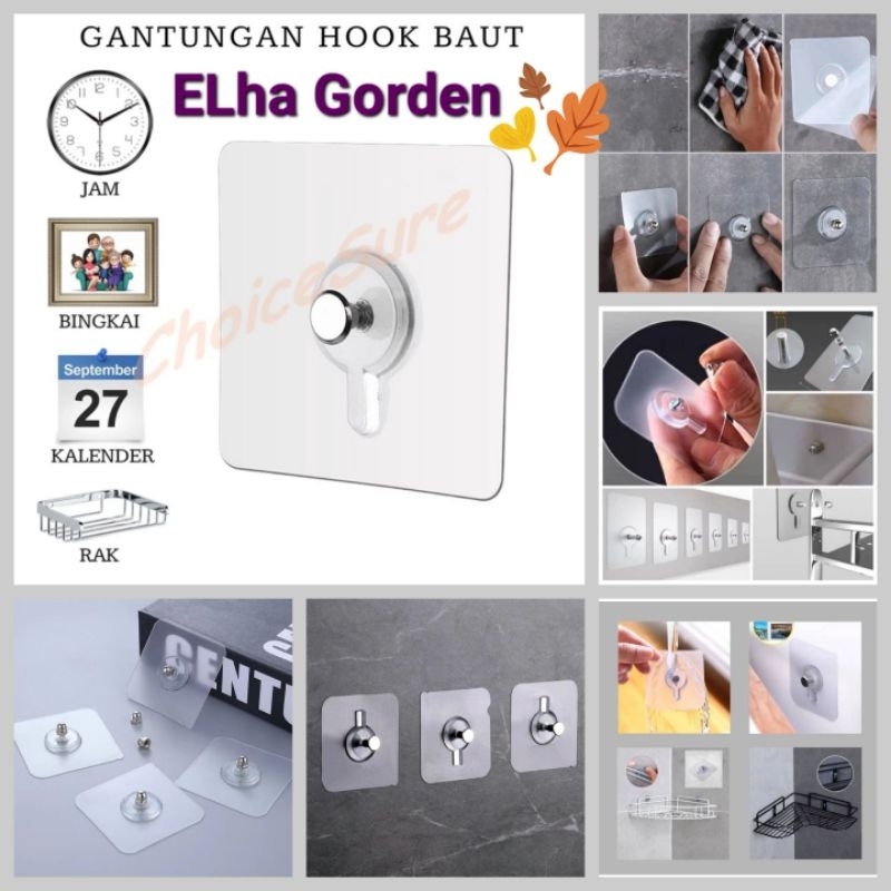 HOOK PAKU TEMPEL, perekat kuat tanpa bor