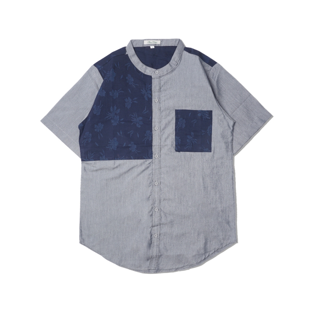 Baju Koko Kurta Abu Navy Lengan Pendek