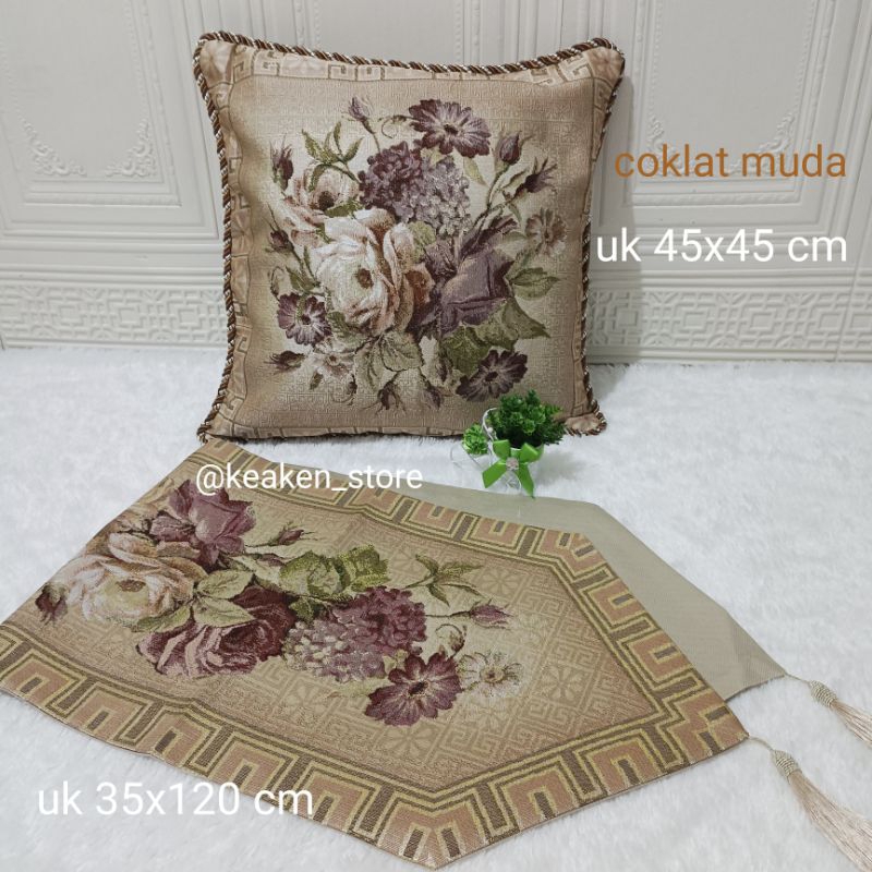 Sarung bantal sofa set belgia coklat gold mewah