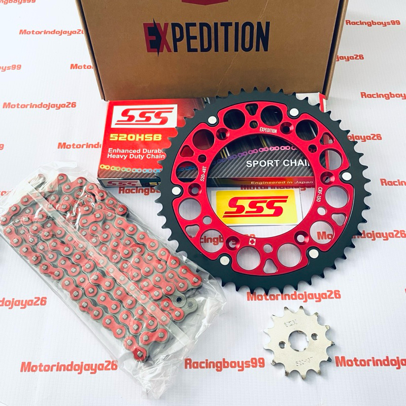 GEAR SET 520 CRF 150 L CRF 230 EXPEDITION MERAH RANTAI SSS
