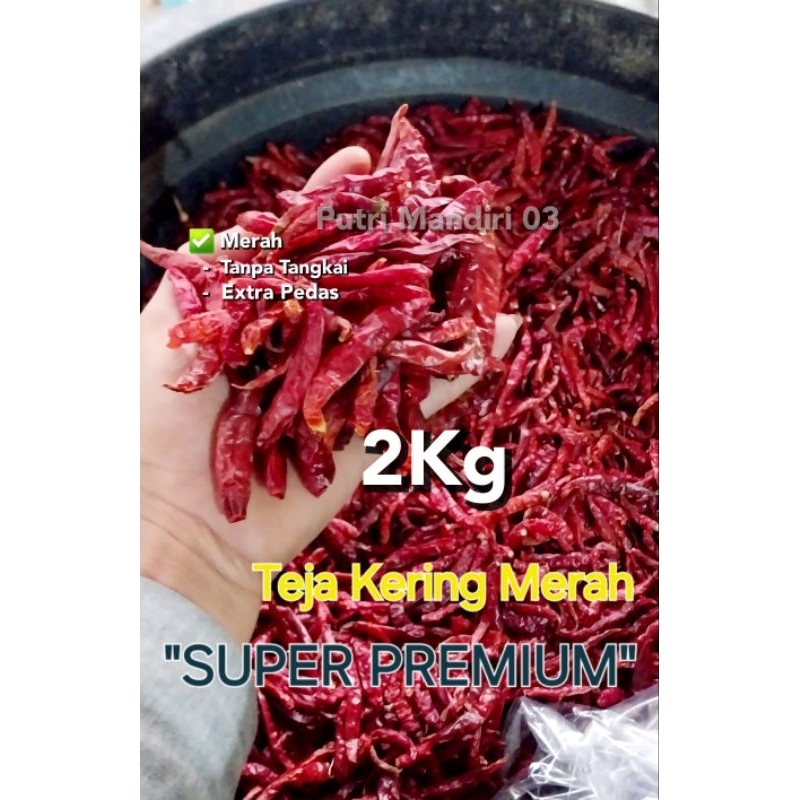 

Cabe Kering Teja Japlak Impor "Merah PREMIUM" Kualitas Super Dan Pedas Kemasan 2Kg