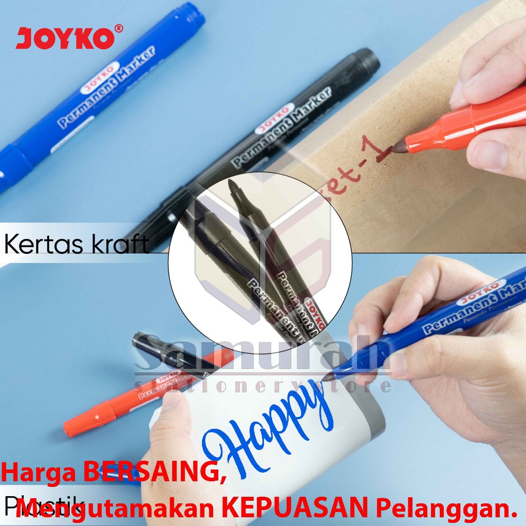 

HJK Spidol Permanent Marker Joyko PM 34 Hitam / Pm 35 Biru / PM 36 Merah Bisa Refill isi Ulang - Per