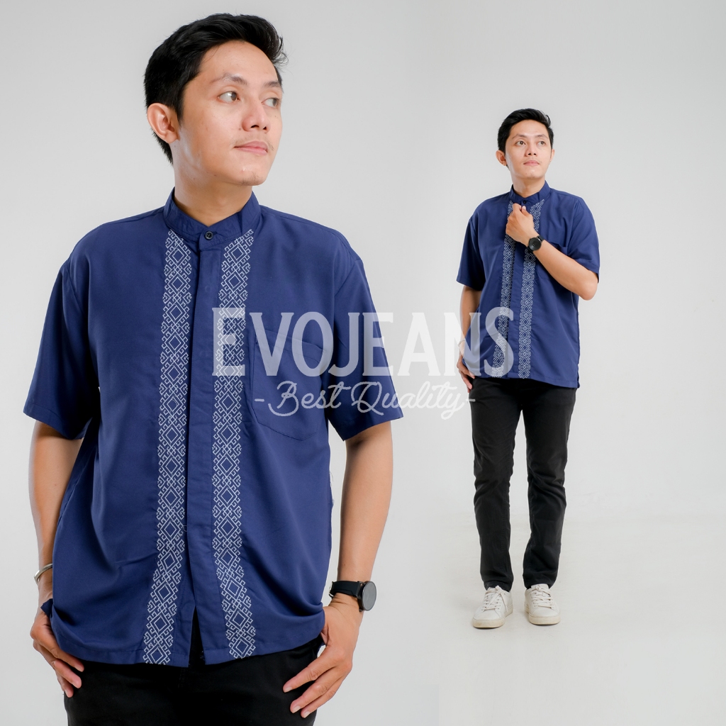 Baju Koko Taqwa Pria Dewasa Lengan Pendek Bahan Katun Signature Premium - Evo jeans