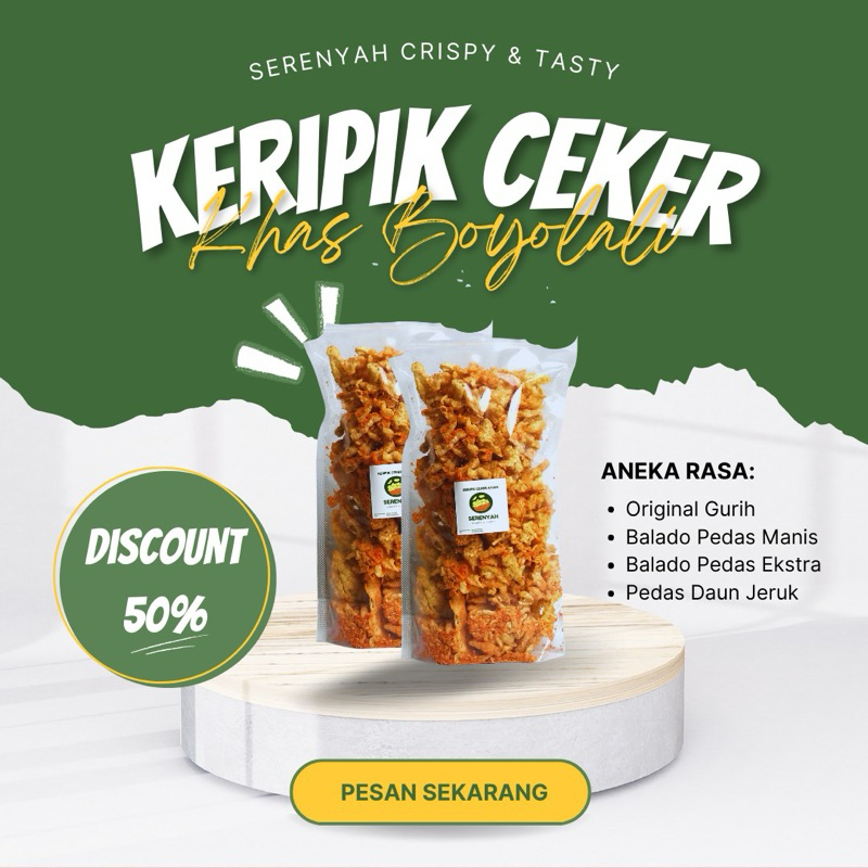 

Serenyah Keripik Ceker Rasa Balado Pedas Manis dan Pedas Manis Nikmat Gurih Crispy kemasan mini 50gr (Bisa COD)