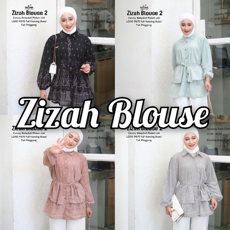 ZIZAH BLOUSE (LABEL SAVNA) | BLUS CERUTY PLISKET LIDI MOTIF BATIK ETNIK KEKINIAN