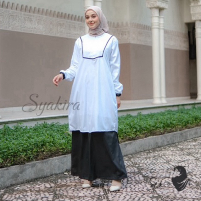Ss SYAKIRA atasan tunik SET ROK SETELAN ROK HITAM PUTIH TOYOBO baju kerja hitam putih kombinasi polo
