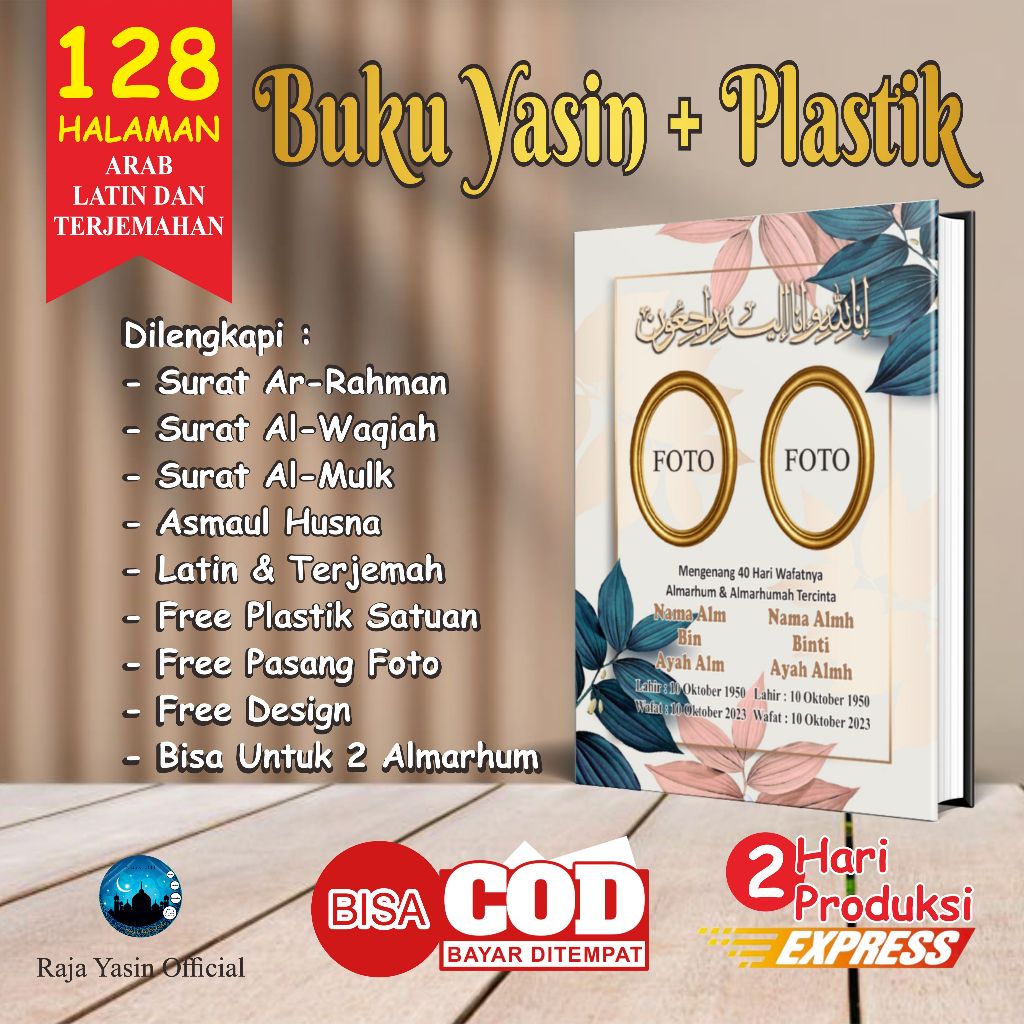 cetak buku yasin dan tahlil 128 halaman 40 100 1000 hari orang meninggal custom foto lengkap murah