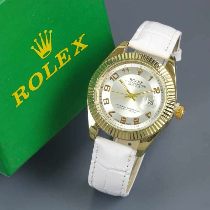 ( BISA COD ) Jam Tangan Wanita ROLEX Tali Kulit Jam Tangan Fashion Cewek