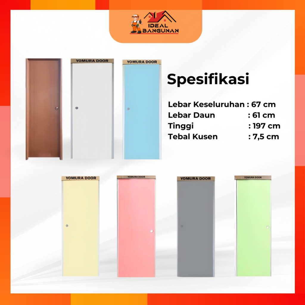 Musangjantan112 [] Pintu Pvc Yomura Polos / Pintu Kamar Mandi Pvc Tebal Kusen 7,5Cm Polos Merk