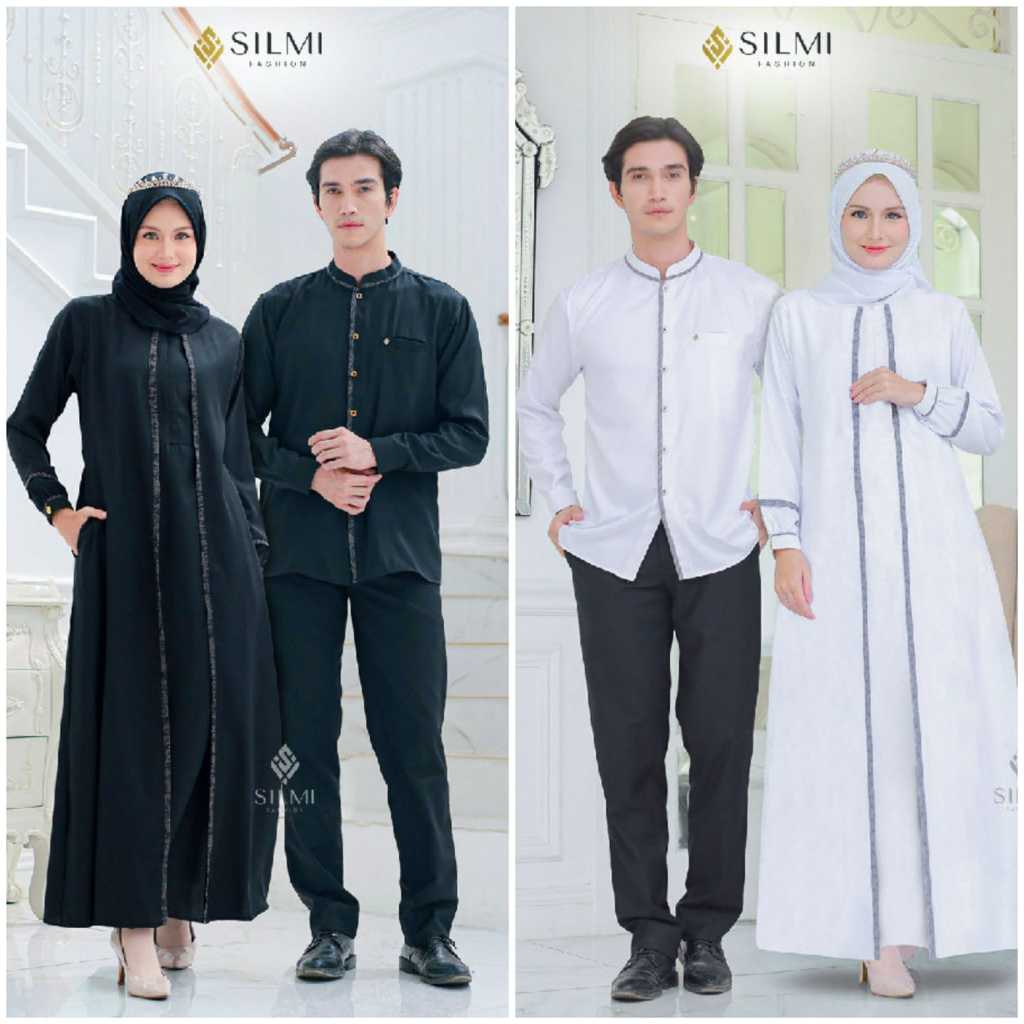 Khadijah Store | Couple Gamis Putih Umroh Haji Hitam Putih - Madani By Silmi Couple Pasangan Dress K