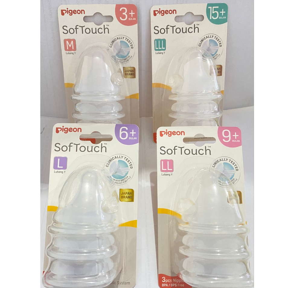 Pigeon Softouch Plus Nipple Isi 3 Pcs -  Silicone Dot Bayi Pigeon Isi 3