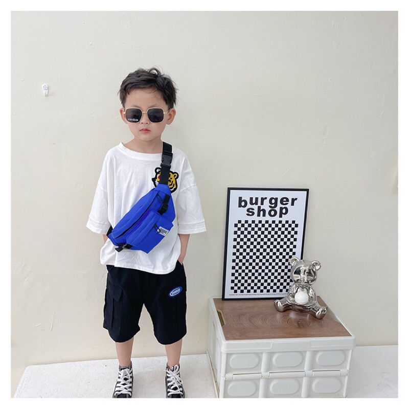 Slingbag Polos Double Zip - Tas Selempang Anak Laki laki - Tas Selempang Anak Fashion Import - Tas F