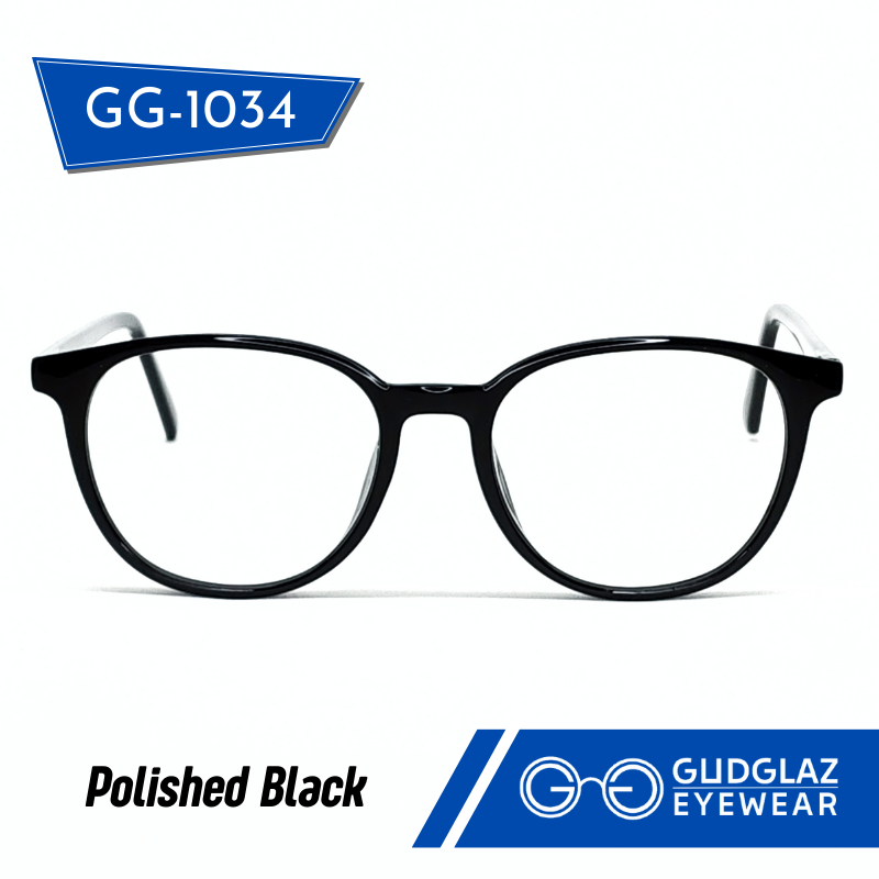 Frame Kacamata Pria Wanita Bulat Minus Silinder Anti Radiasi Photocromic | GUDGLAZ GG-1034 Hitam