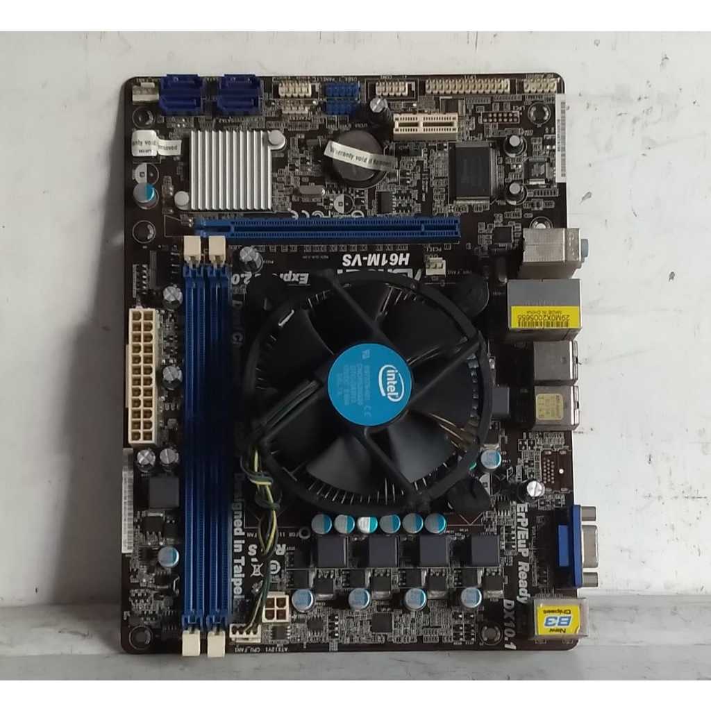 Motherboard ASROCK MODEL H61M-VS dan processor PENTIUM G2120 tanpa back panel