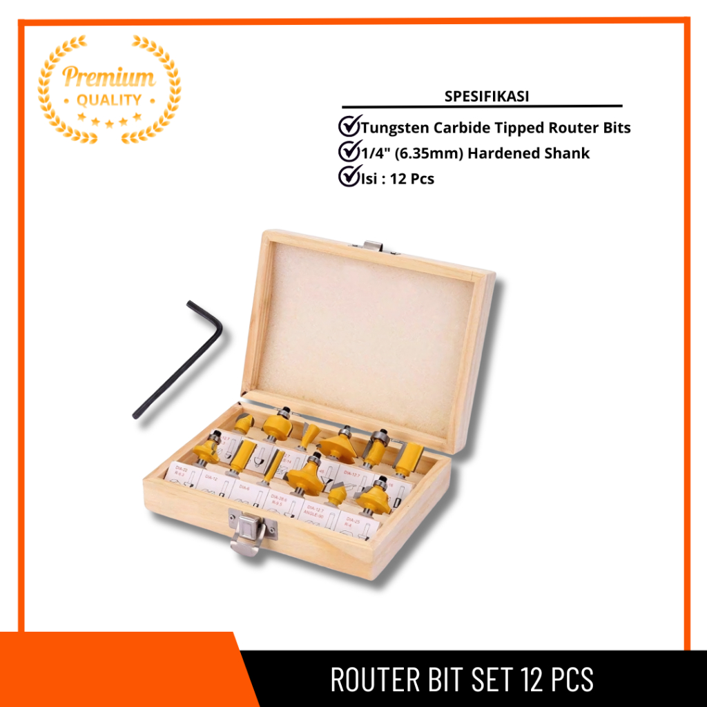 Mata Trimmer Bit SET 12Pcs Mata Profil Trimmer Router Set 12 Pcs Mini Router Bits SET Pisau Trimming