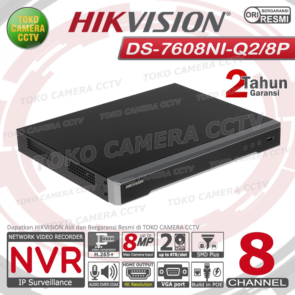 NVR 8 CHANNEL HIKVISION 8MP NVR CCTV POE 8CH 2HDD