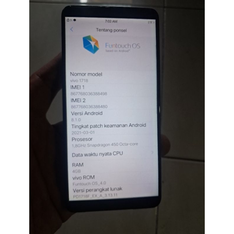 vivo V7 1718 ram 4/32gb hidup minus