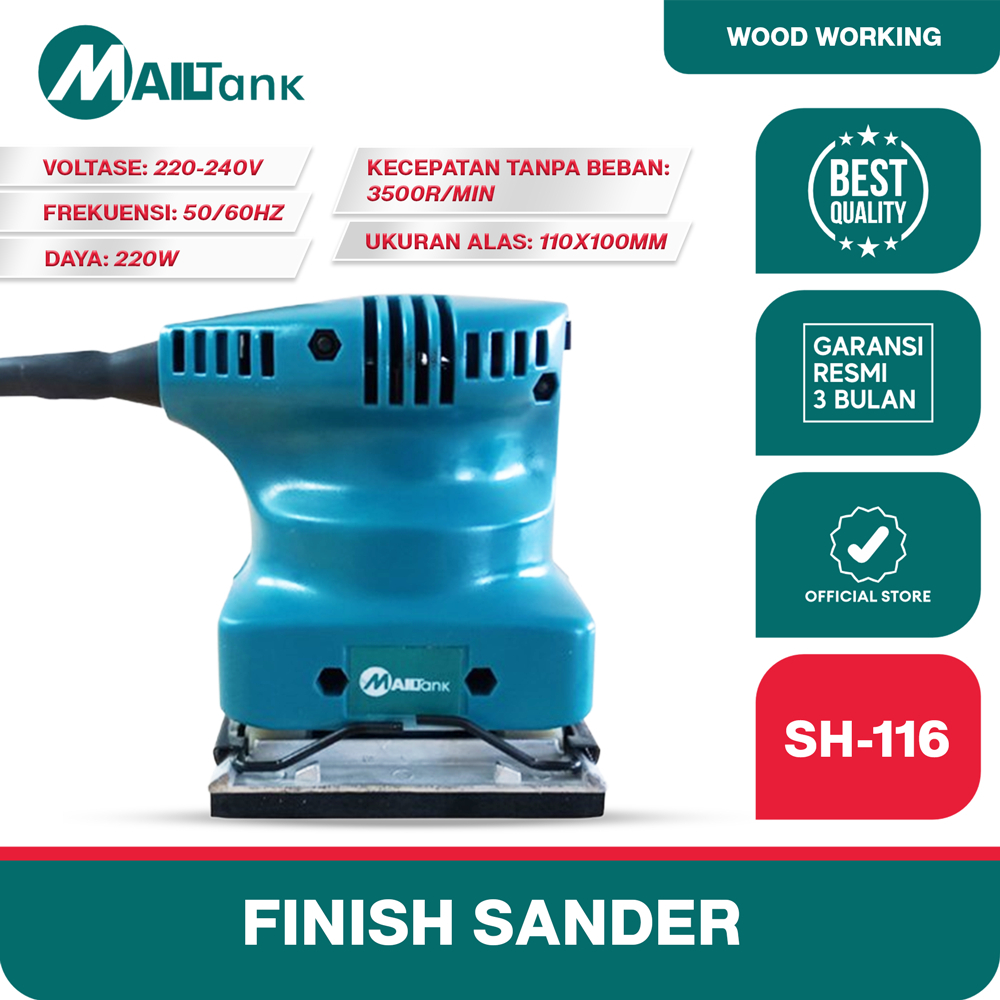 Mailtank Sh116-Elektrik Sander Mesin Amplas Kayu Mesin Amplas Tembok Sh116-Electric Sander Sh-116