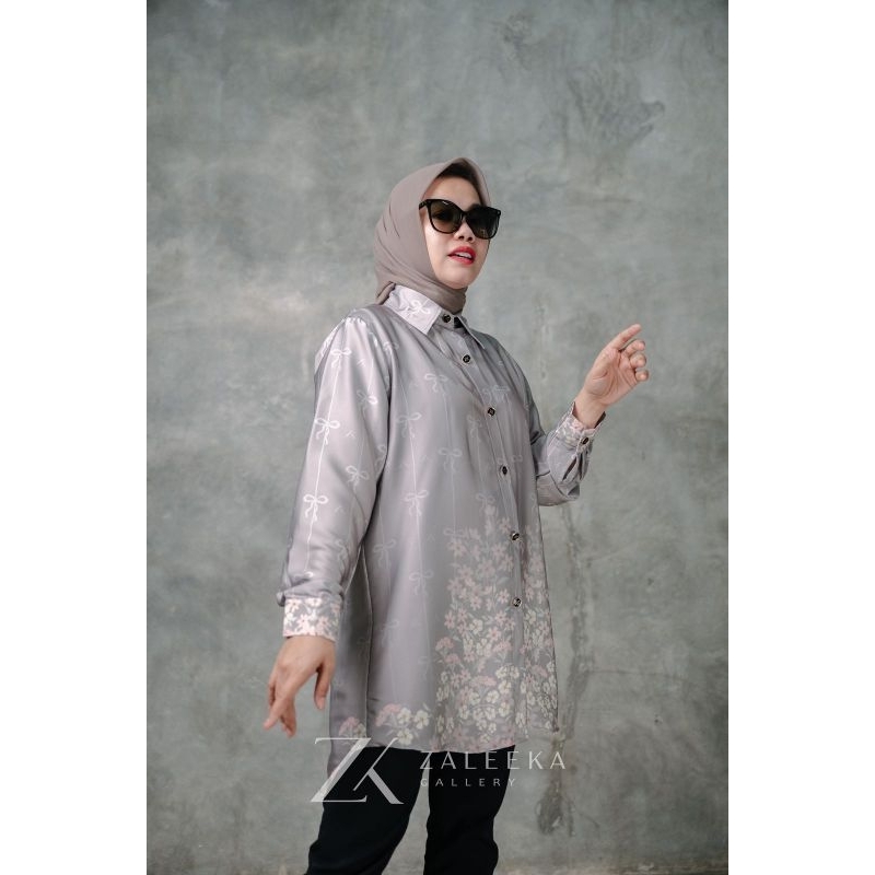 Kemeja Satin Silk Motif 6 Warna