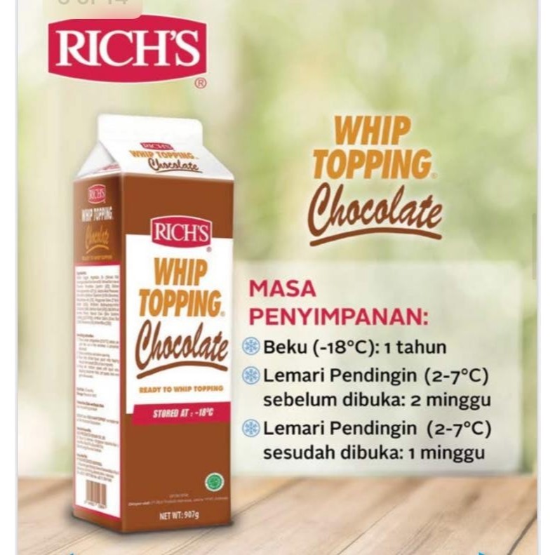 

Rich’s Whip Topping Chocolate 12x907gr - Gosend/Grab Only!!!