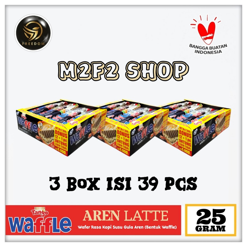 Tango Waffle Aren Latte | Wafer Krim Kopi Susu Gula Aren Sachet - 25 gr (Kemasan 3 Box)