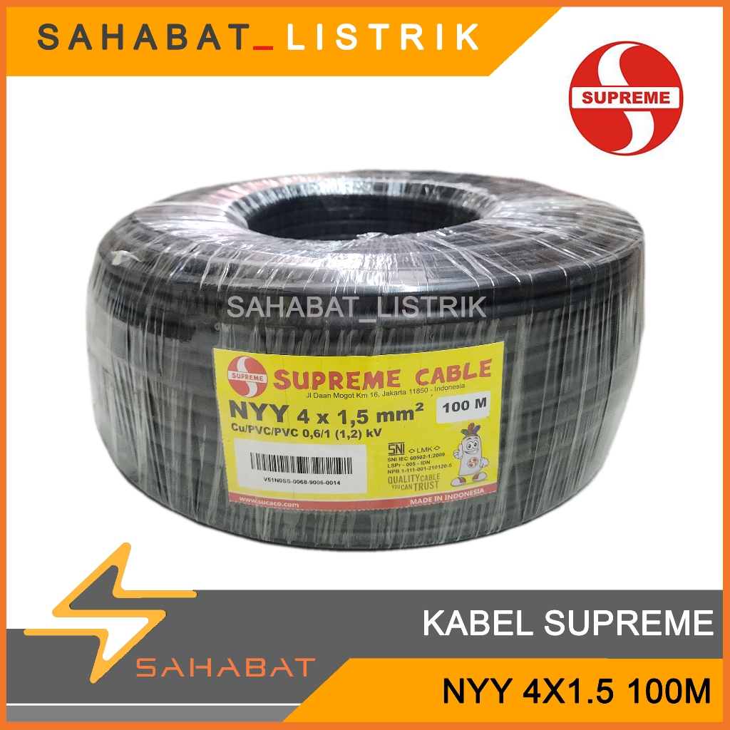 SUPREME kabel listrik NYY 4x1.5 rol 100m HITAM