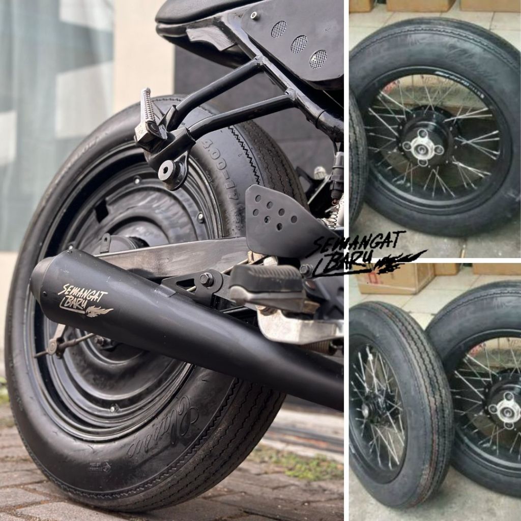 PAKET BAN CLASSIC KLASIK BOBBER JAPSTYLE SUPER JUMBO  BAN400/450RING 17 DAN  Velg TAPAK LEBAR 300/35