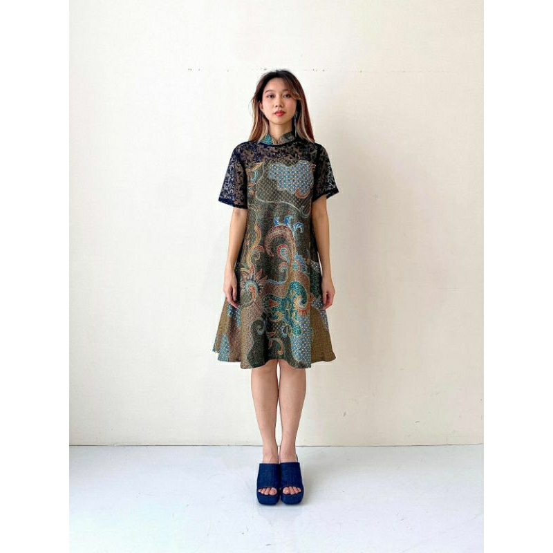 DRESS BATIK WANITA/ BAJU BATIK KERJA/DRESS BATIK MODERN/ BA-010