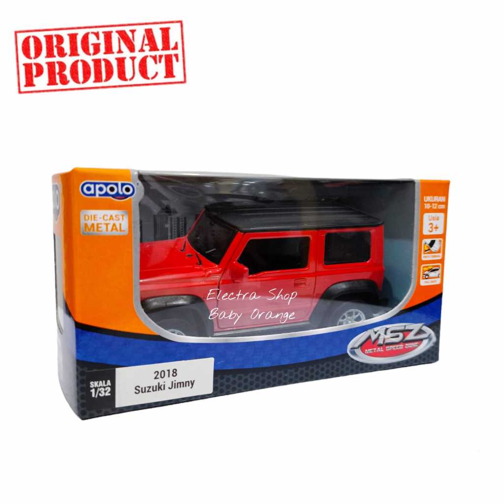 Mainan Mobil Suzuki Jimny Apolo MSZ Diecast Skala 1/32 Warna Merah
