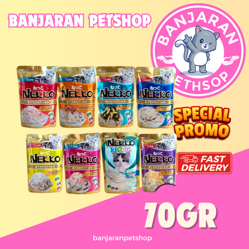 NEKKO POUCH cat food 70GR makanan basah kucing NEKKO