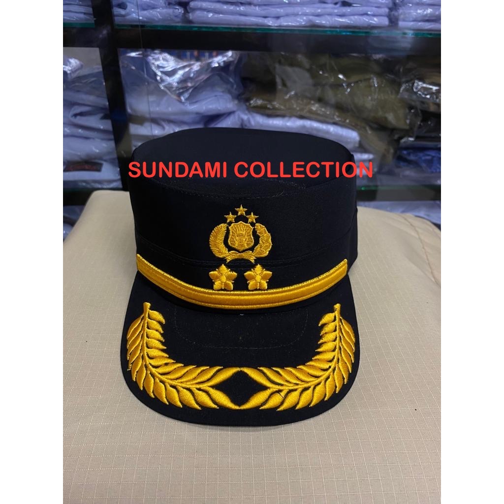 TOPI KOMANDO POLRI BINTANG 2 HITAM