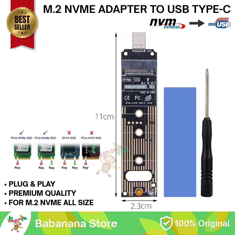 M.2 NVME TO USB TYPE-C ADAPTER 2230 2242 2260 2280 CONVERTER M2 NVME PCIE