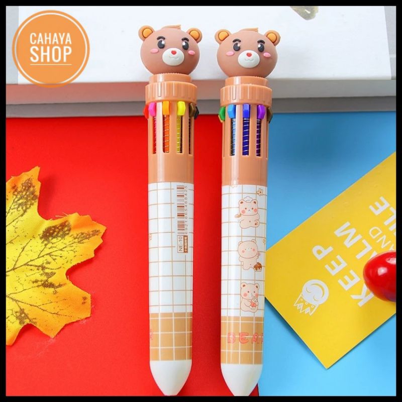 

⭐CS 186⭐ PULPEN 10 WARNA PENA MOTIF BERUANG PULPEN KARAKTER TEDDY
