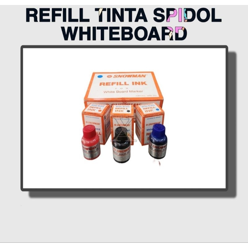 Tinta Spidol Snowman Whiteboard Warna Hitam|Refill whiteboard|Refill tinta spidol|Isi ulang tinta sp